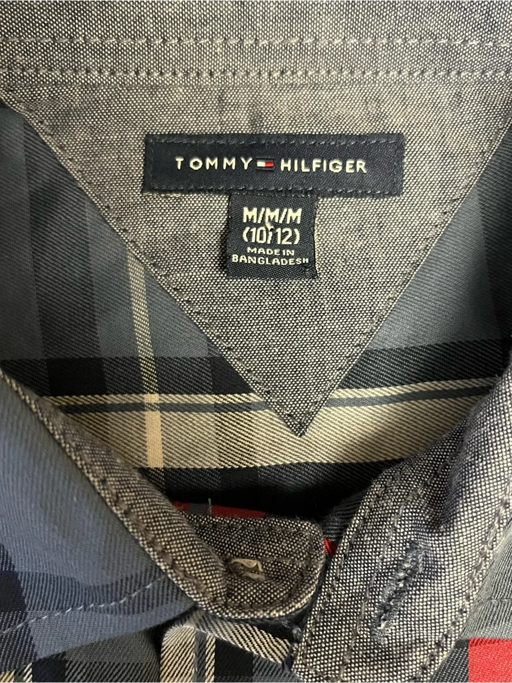 Boys Lot of 2 Size 10 12 GAP Tommy Hilfiger Plaid Button Down Shirts